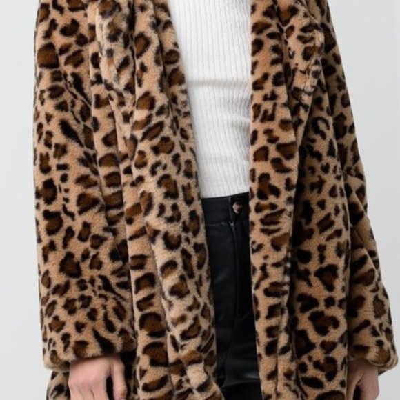 Leopard Print Faux Fur Coat - Picture 2 of 4